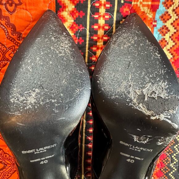YSL - Opyum Heel Pumps - Black Patient Leather - Size US 10  EU 40 - Picture 10 of 16